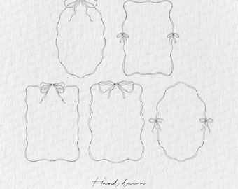 Wavy ribbon  Frame SVG Bundle,, Frame SVG, frame svg png,Hand Drawn frame Clip Art, frame Illustrations, Coquette Bow frame Svg Png