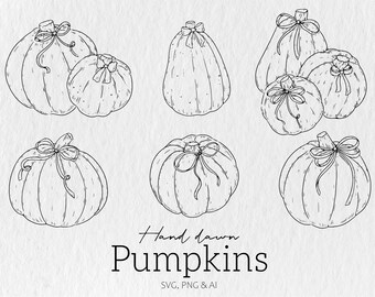 Pumpkin SVG Bundle,Halloween SVG,Autumn svg png, Cozy Clip Art,Pumpkin Illustrations, Coquette Bow Pumpkins Svg Png