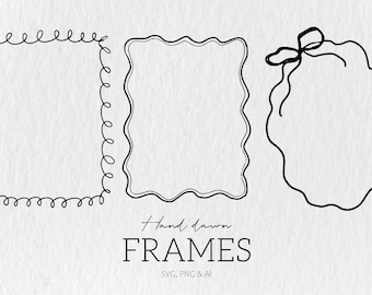 wavy Frame SVG Bundle,, Frame SVG, frame svg png,Hand Drawn frame Clip Art, frame Illustrations, Coquette Bow frame Svg Png