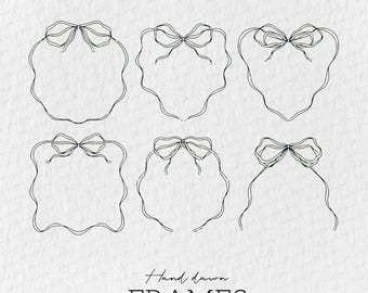 Wavy heart ribbon  Frame SVG Bundle,bow, Frame SVG, frame svg png,Hand Drawn frame Clip Art, frame Illustrations, Coquette Bow frame Svg Png