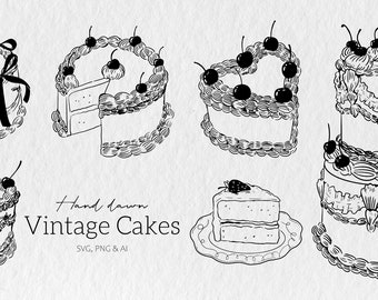 Vintage cakes SVG Bundle Vintage cakes ,frame svg png,Hand Drawn frame Clip Art, frame Illustrations, Coquette Vintage cakes frame Svg Png