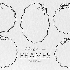 Pacote SVG de quadro desenhado à mão, quadro SVG, quadro svg png, quadro desenhado à mão Clip Art, ilustrações de quadro, quadro de arco coquete Svg Png