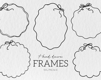Hand drawn Frame SVG Bundle,, Frame SVG, frame svg png,Hand Drawn frame Clip Art, frame Illustrations, Coquette Bow frame Svg Png