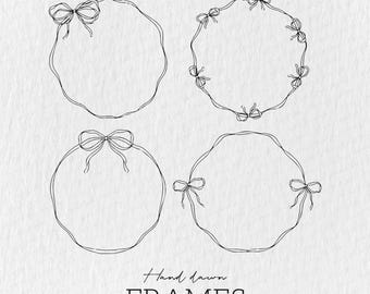 Wavy ribbon Frame SVG Bundle,bows, Frame SVG, frame svg png,Hand Drawn frame Clip Art, frame Illustrations, Coquette Bow frame Svg Png