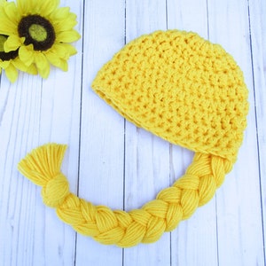 Crochet Blonde braided wig hat- Photography prop- Halloween