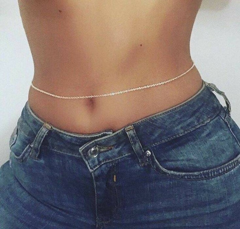 Belly Chain Body Jewelry Boho Jewelry Silver Chain Summer Etsy