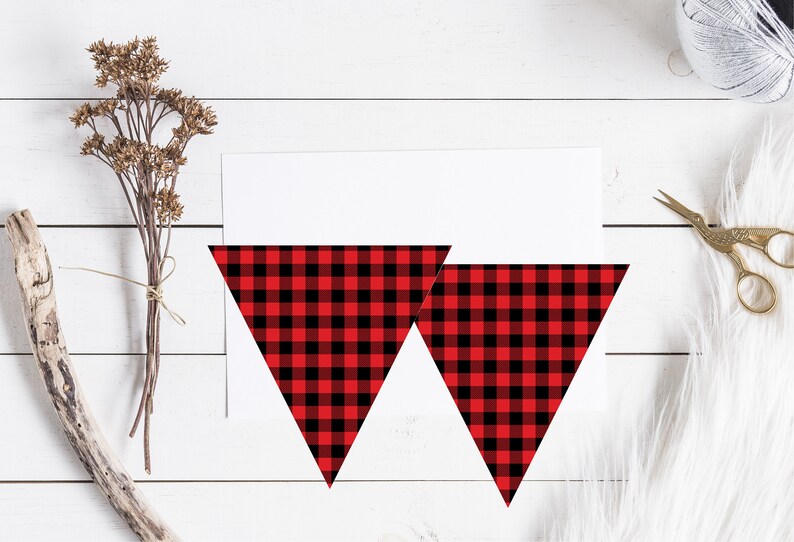 Red Buffalo Plaid Printable Banner Home Decor Party Decor Etsy