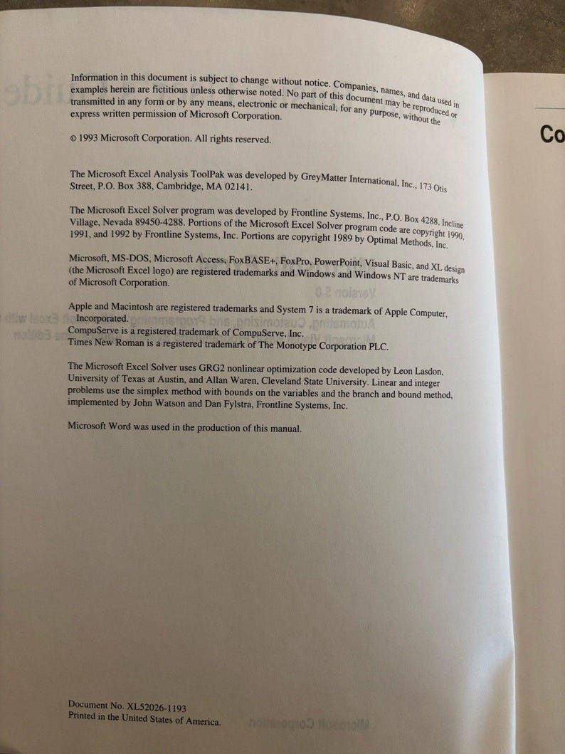 Microsoft Excel & Query Visual Basic ユーザーズガイド バージョン 5.0 政府向け 93 画像 3