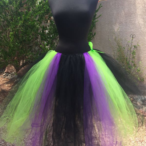 Adult Disney inspired Maleficent costume tutu xsmall to plus size waist, shorter to floor length options.