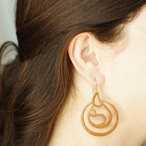 Cognac brown leather breastfeeding earrings, Breastfeeding jewelry, Postpartum Gift, Lactation Consultant