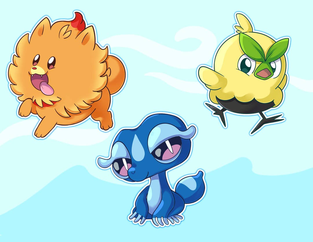 Pokemon Wind and Waves Starters Stickers - Etsy