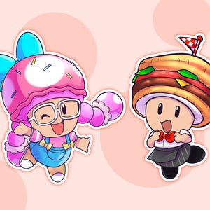 Mario Kart World - Burger Toad & Soft Serve Toadette stickers