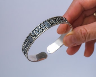 Silver Bracelet Hare Krishna full Mahamantra Bracelets- unisex, Silver 925 Bracelet, Maha Mantra Hare Krishna.