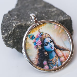 Lord Krishna  silver pendant  would be a spiritually significant piece of jewelry for devotees of Lord Krishna