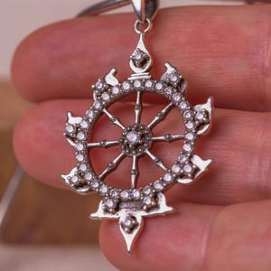 Silver  Chakra   pendant with Silver chain 20 inches for Vaishnavas, Hare Krishna,925 sterling Silver