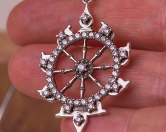 Zilveren chakra-hanger met zilveren ketting 20 inch voor Vaishnava's, Hare Krishna, 925 sterlingzilver