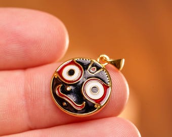 22 karat gold Jagannath pendant. Vaishnava style- Hare Krishna Pendant.