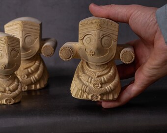 Jagannath Baladev and Subhadra hand made 4″ inches !!! Hare Krishna, Krishna things, Holy Name Jagannath