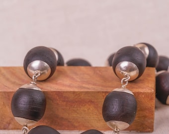 Unisex one Round Tulasi silver mala, Invokes divine protection and strength.