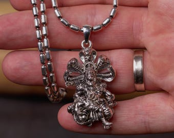 925 Silver  Narasimha pendant with a 20-inch chain. Invoke divine protection and strength.