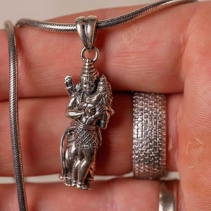 Powerful pure silver pendant featuring Lord Rama and Hanuman. Made of 925 sterling silver.  Religious Jewelry
