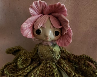 flower fairy doll ooak handmade doll