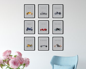 Sci-fi Motorcycle Single Prints From Movies and TV | Minimalist Modern Style | Akira, Tron, Star Wars, Terminator, Dark Knight and more