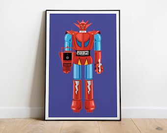 Impresión de póster gráfico del guerrero dragón shogun