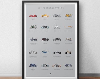 Sci-Fi Motorcycles Minimalist Graphic Poster