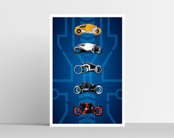 Tron Lightcycles Poster Print Design | Tron and Tron Legacy - Etsy