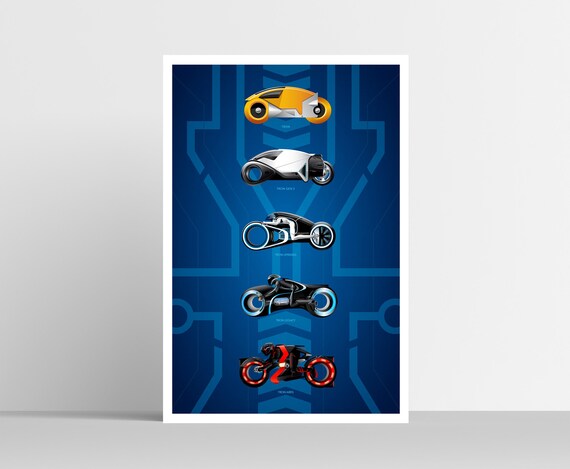 Tron Lightcycles Poster Print Design | Tron and Tron Legacy - Etsy
