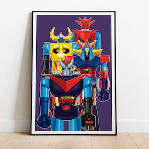 Shogun Warriors Poster Print Collection Featuring Gaiking, Mazinga, Raydeen and Dragun