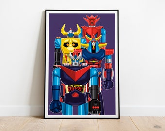 Shogun Warriors Poster Print Collection Featuring Gaiking, Mazinga, Raydeen and Dragun