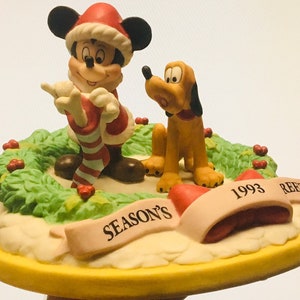 Vintage Mickey & Pluto Weihnachten Biskuit Porzellan Figur