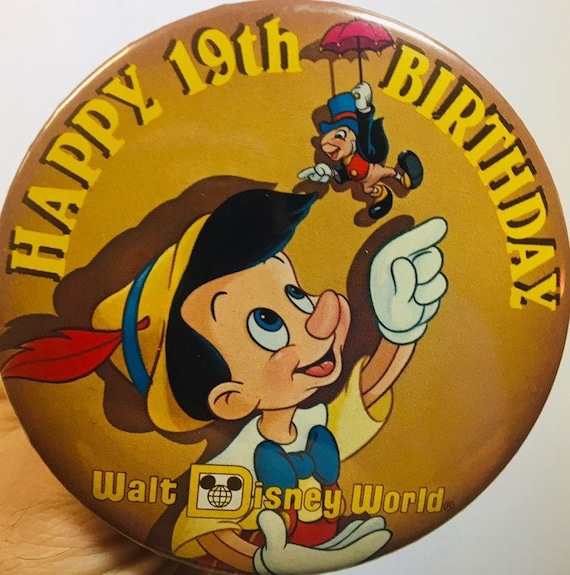 Happy Birthday Pinocchio Button | Etsy