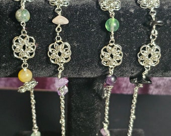 Chainmail and Stone bracelets