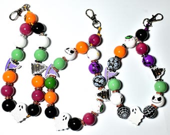 Halloween Bubblegum Bead Wrist Keychains