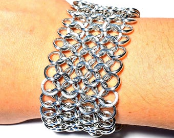 Handmade Chunky Aluminum Chainmail Bracelet: Medieval Style