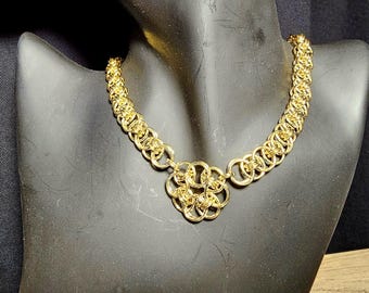Handmade Bronze Chainmail Necklace: Celtic Helm Weave