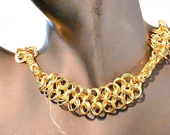 Gold-tone Kings Mail Necklace