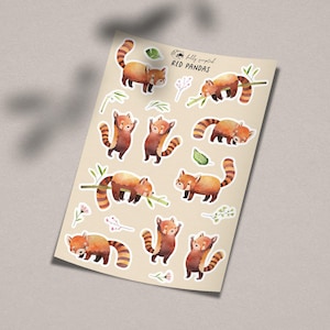 Red Pandas Vinyl Waterproof Laptop Die Cut Sticker Sheet