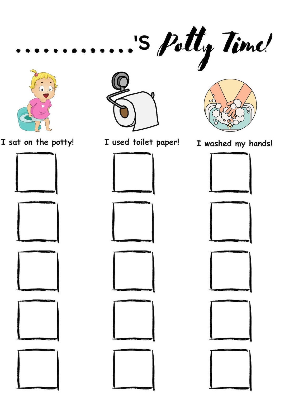 Potty Time Chart - Etsy