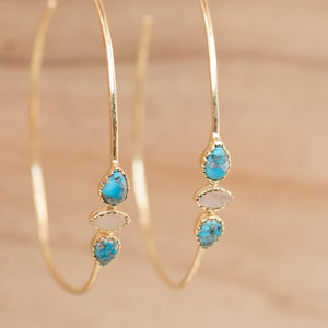 Turquoise & Moonstone Gold Plated 18k or Silver Plated or Rose Gold Plated Handmade Boho Modern ByCila Boho Modern BJE017C image 5