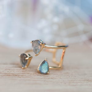 Rainbow Labradorite Gold Ring * Adjustable * Gemstone * Handmade * February Birthstone * Semi Precious Stone *Statement*Boho*Bohemian*BJR154