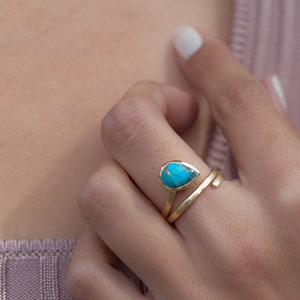 Copper Turquoise Ring *18k Gold Plated Ring* Statement Ring* Gemstone Ring * Blue * Bridal Ring* Wedding Ring *Organic Ring * Natural BJR107