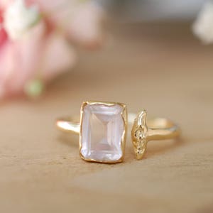 Rose Quartz Ring * Gold * Adjustable * Bridal * Wedding * Wrap * Boho * Jewelry *Gemstone *Mermaid *Pink* BJR096
