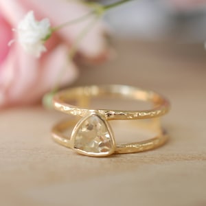 Yellow Topaz  Triangle Gold Vermeil Ring * Wedding * Engagement * Handmade * Statement * Bycila *Boho *Hippie * Bridal * Bridesmaid BJR086