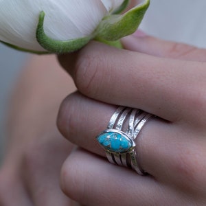 Turquoise Silver Plated Ring * Silver Ring *Statement Ring *Gemstone *Copper Turquoise Ring* Natural *Organic Ring * Ocean* Blue Ring BJR133