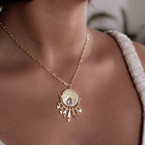 Rainbow Moonstone, Labradorite or Rose Quartz Necklace * Gold Plated *Handmade*Trend* layered * long * Boho * Fashion BJN153