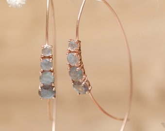 Labradorite Rose Gold, Gold Vermeil or Sterling Silver 925 Threader Earrings * Gemstone *Earrings * Labradorite * Handmade * Boho * BJE044C